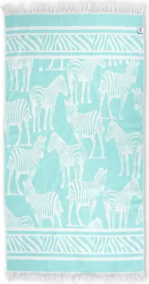 Produktbild von Jilda-Tex Hamamtuch Pestemal 90 x 170 cm "Savanna Zebra" Badetuch Handtuch Strandtuch Saunatuch  (Türkis)