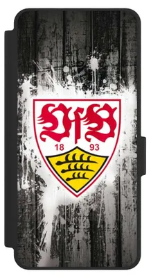 Produktbild von NIVOCASE Klapphülle für Samsung Galaxy S26  Handyhülle aus Kunst Leder NIVOflip schwarz Bundesliga Offizielles Lizenzprodukt VfB Stuttgart