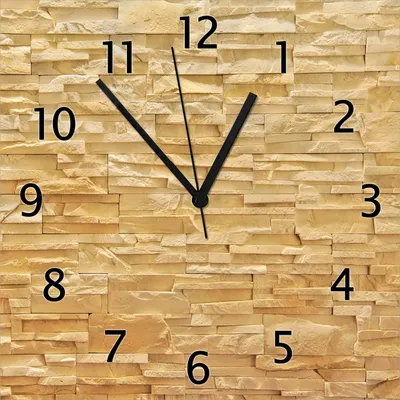 Produktbild von Wallario Design Wanduhr Steinwand gelb-orange aus Echtglas, Größe 30 x 30 cm