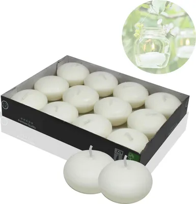 Produktbild von Candelo 12er Set Schwimmkerzen ohne Duft - Schwimmteelichter Weiß - Kerze schwimmbare Dekoration - Teelichter -  4 Std Brenndauer - Schwimmlichter