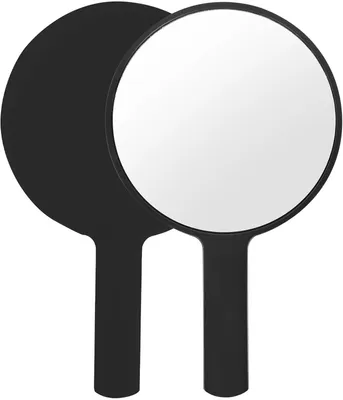 Produktbild von Vielseitiger, tragbarer runder Handspiegel für Make-up, Haarstyling, Büro oder Badezimmer, professioneller Einsatz (schwarz)