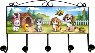 Produktbild von Tiere Kleiderhaken Leiste mit 5 Haken für Kinderzimmer
