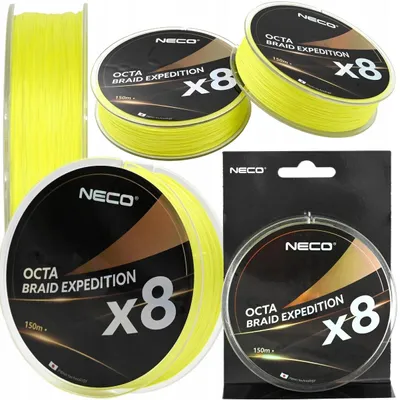 Zdjęcie produktu dla Plecionka Wędkarska NECO Octa Braid Expedition X8 150 m 0,14 mm Żółta | 8-splotowa, mocna, dalekie rzuty