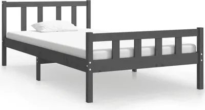 Image de Cadre de lit sans matelas gris bois massif 100x200 cm