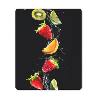 Produktbild von MuchoWow® Mauspad Mousepad Obst - Wasser - Schwarz - Stillleben Erdbeere - Kiwi 30x40 cm - Mousepads - Maus Mat - Pad - Mausunterlage - Mausmatten
