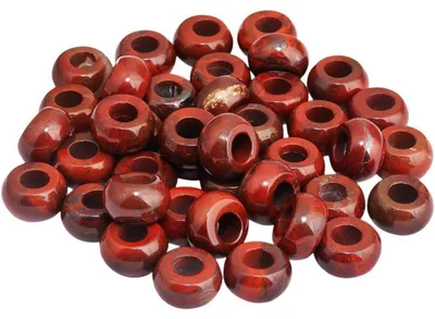 Image de Grandes perles à trous larges pour la fabrication de bijoux, en jaspe rouge, forme rondelle, 14x8 mm, lot de 20 pièces