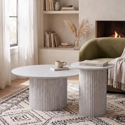 Produktbild von Couchtischset rund TEBUR 2er Set Ø 45/80 cm - Grau