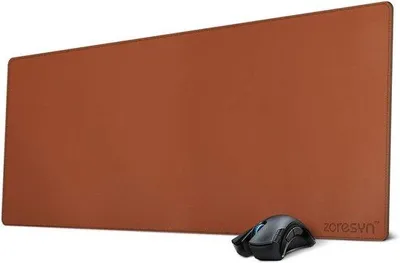 Productafbeelding van XL Gaming Muismat 90x40 cm - Kunstleder Bureaumat met Antislip Onderkant - Waterdicht en Duurzaam - Lichtbruin Bureau Onderlegger voor Kantoor