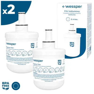 Obrázek produktu pro Wessper 2× náhradní vodní filtr pro Samsung DA29-00003A/DA29-00003G/DA29-00003F - kompatibilní s chladničkami Samsung side-by-side