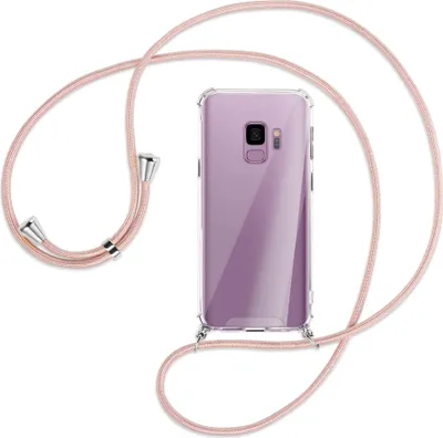 Produktbild von Handykette Backcover-Schutzhülle mit Band (Metall silberfarben) für Samsung Galaxy S9 - roségold