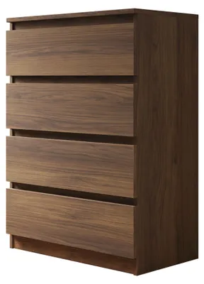 Produktbild von MIRJAN24 Kommode Malwa M4, Stilvoll Sideboard mit 4 Schubladen, Schlafzimmer Highboard, Modern Kollektion (Nuss Warmia), KI-generiertes Bild