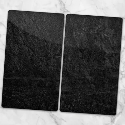 Produktbild von Glas-Herdabdeckplatten Glaskeramikkochfeld-Abdeckung Spritzschutz Glas 2x30x52 cm - Schwarzer Stein