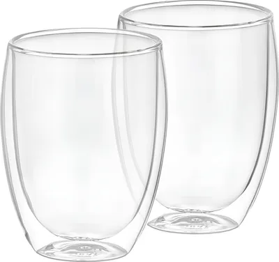 Image de Cheffinger, set de 2 verres à double paroi 350ml borosilicate pour boissons, Transparent