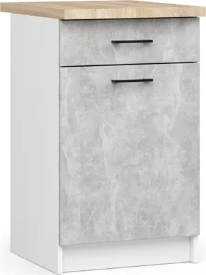 Produktbild von Küchen-Unterschrank mit Arbeitsplatte OLIWIA Weiß, Beton B50xH85xT46 cm