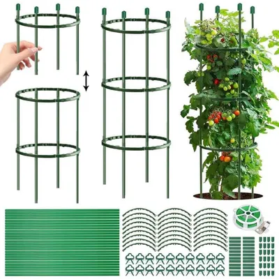 Immagine prodotto di Supporto per piante di pomodori e cetrioli, regolabile, 141 pezzi, diametro 25 cm