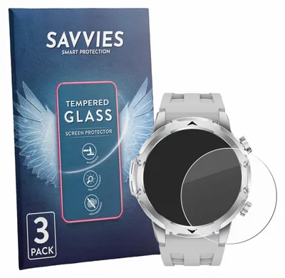 Produktbild von 3x Savvies Schutzglas für FitVigor Smartwatch 1.53" Displayschutz 9H Glas klar transparent