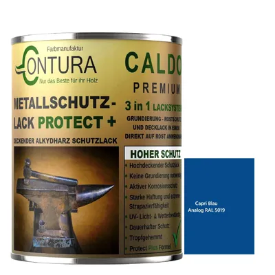 Produktbild von Contura 3 in 1 Rostschutzfarbe 1Liter. Metallschutzlack GLÄNZEND RAL Metall Lack Farbe Grundierung Rost - RAL 5019 (Intern: Capriblau)