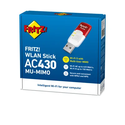 Produktbild von AVM FRITZ!WLAN Stick AC 430 Adattatore Wi-Fi USB Dual-Band 583 Mbit/s MU-MIMO