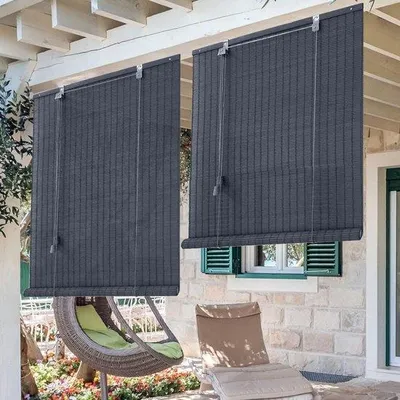 Obrázek produktu pro Bambusové rolety na okna 120 x 250 cm, šedé – odolné proti povětrnostním vlivům – ekologické