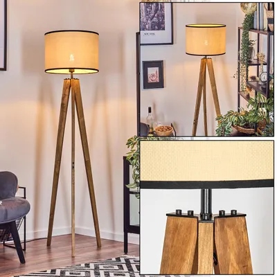 Produktbild von Tamarispa Stehlampe aus Holz/Metall/Papiergeflecht in Natur/Schwarz