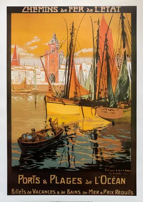 Obrázok produktu pre Prístavy a pláže pri oceáne – La Rochelle – Lacaze – plagát 50 x 70 cm