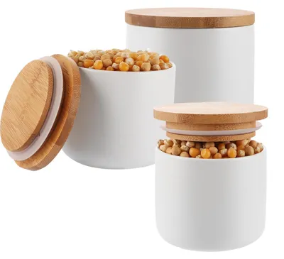 3er-Set Keramikdosen mit Deckel, 260 ml, Weiß, Vorratsdosen