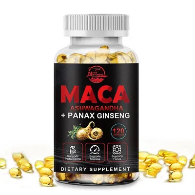 Image de Racine de maca (10 000 mg), ashwagandha et extrait de ginseng Panax – Stimulant masculin – 120 capsules