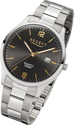 Immagine prodotto di Orologio da polso Regent da uomo Elegante orologio analogico in acciaio inossidabile con bracciale al quarzo argento quadrante grigio antracite UR1153401