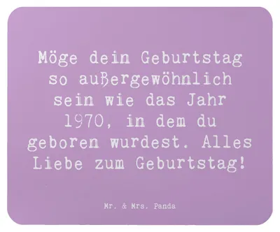 Produktbild von Mr. & Mrs. Panda Mauspad Spruch 1970 Geburtstag - Lavendeltraum - Geschenk, Mouse Pad, Feier, 1970er, Alter, Happy Birthday, Geburtstagsgeschenk, laptop, mousematte