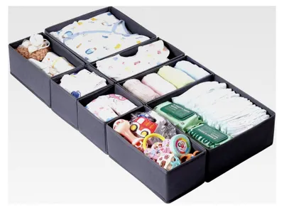 Produktbild von Schubladenorganizer, faltbare Schubladenteiler für Kleidung, 8-teiliges Set in 3 Größen, Stoff Aufbewahrung für Kleiderschränke, Sortierung und Aufbewahrung von Kleidung, BHs, Krawatten, Schals