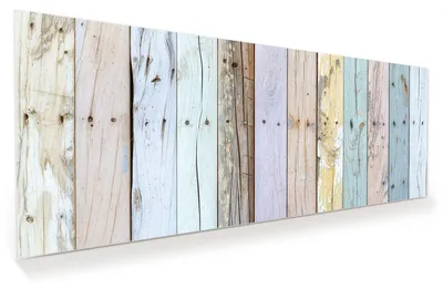 Produktbild von Glasbild 150x60cm in XXL für Wohnzimmer, Schlafzimmer Motiv Bunte Holzplanken