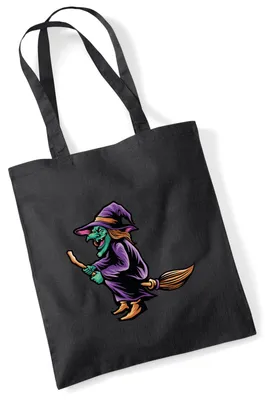 Produktbild von Huuraa Jutebeutel Hexe Halloween 10 Liter Black Baumwolle Tasche Geschenkidee