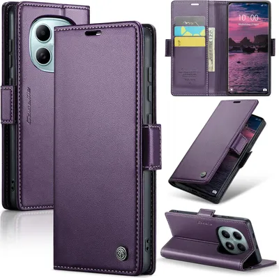 Obrázek produktu pro Pouzdro pro Xiaomi Redmi Note 15 5G/4G, RFID Blokování Karet, Pokročilé Flip Kožené Pouzdro s Funkcí Stojánku Fialová