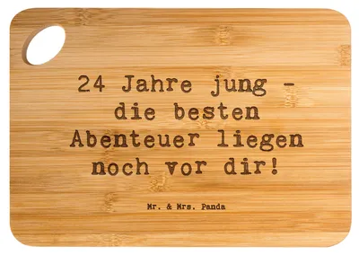 Produktbild von Mr. & Mrs. Panda Brett Spruch 24. Geburtstag - Transparent - Geschenk, Handarbeit, Hackbrett, Alter, Frühstücksbrettchen, Schneidebrett, besondere Anlässe, schneidbrett