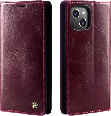 Produktbild von Handyhülle für Apple iPhone 15 Plus Kunstleder Flip Cover Hülle RFID Schutz Case Kartenfach Farbe: Weinrot