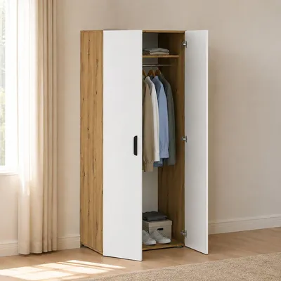 Image de Malvito - Armoire 2 Portes, 74x179h cm Chêne Brun, une Étagère