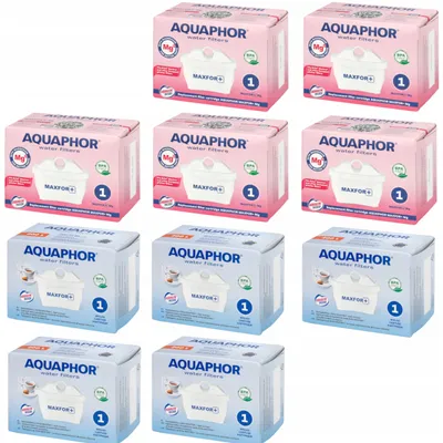 Produktbild von Aquaphor Maxfor+ Filterkartuschen 5 Stück und Maxfor+ Mg2+ 5 Stück.
