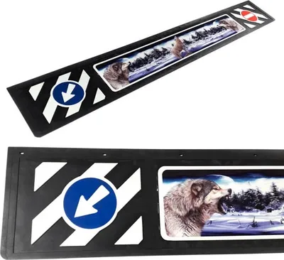 Produktbild von Auflieger-Kotflügel 3D-Zeichnung mit Wölfen | 35x240cm, schwarz
