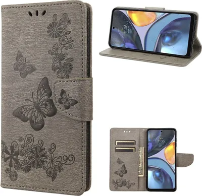 Zdjęcie produktu dla König Design Etui kompatybilne z Motorola Moto G22 Etui na telefon komórkowy ze skóry syntetycznej - Etui na telefon komórkowy szare