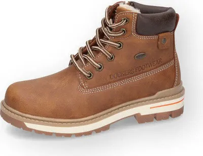 A single brown boot is shown against a white background.