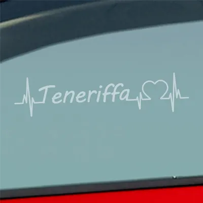 Produktbild von Auto Aufkleber Teneriffa Puls Herzschlag mit Insel Motiv 19x5 cm Milchglas Sticker Heckscheibenaufkleber