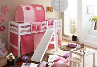Produktbild von Podestbett mit Rutsche Tino Buche Weiß Classic