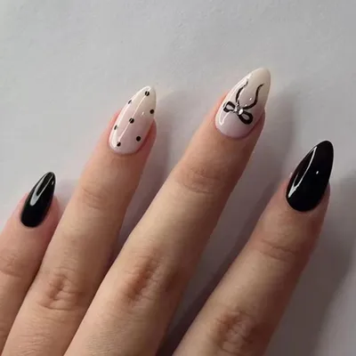 Image de Ceboic 24 pièces noir blanc French Tip Press on Nails