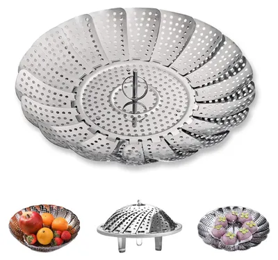 Produktbild von Dünsteinsatz für Töpfe - Einstellbarer Edelstahl-Dampfeinsatz - Zum Dünsten von Gemüse - Ø 14 cm bis 23 cm