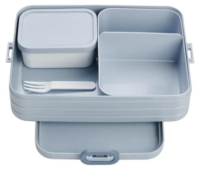 Produktbild von Mepal - Bento Brotdose Large TAB - Brotdose mit Bento Box - Für 2 Sandwiches oder 4 Brotscheiben - Lunchbox für kleine Snacks & Reste - Brotdose Erwachsene Essenbox mit Fächern - 1,5 l - Nordic blue