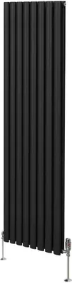 Produktbild von Oval Röhrenheizkörper & Chrom Thermostatventile – 1800mm x 480mm - Schwarz
