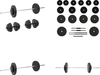 Obrázok produktu pre vidaXL Činka a činka so závažím 60 kg - Činka so závažím - Činka so závažím - Sada činiek - Fitness tréningové vybavenie