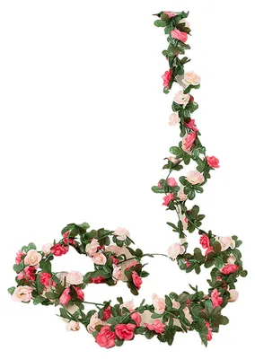 Produktbild von 2,5 m lange künstliche Blumengirlande, realistische UV-beständige Kunstblumen aus Rattan, ideal für Hochzeiten und Partys, zum Aufhängen und Dekorieren mit künstlichen Blüten.