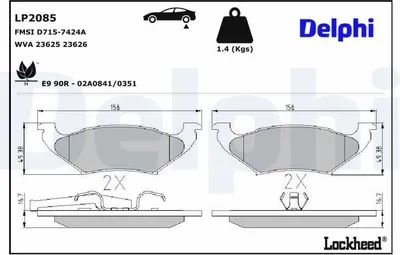 Produktbild von DELPHI Bremsbeläge Satz Hinten Bremsklötze für CHRYSLER VOYAGER IV (RG, RS) LP2085