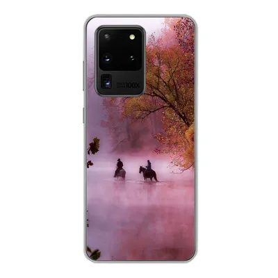 Produktbild von MuchoWow® Handyhülle Schutzhülle Hülle für Samsung Galaxy S20 Ultra Pferde - Nebel - Wald Silikon Softcase Handy Hülle - Karteninhaber